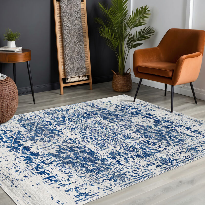 Surya - Tapis Vintage Oriental Bleu/Blanc 160x220 cm
