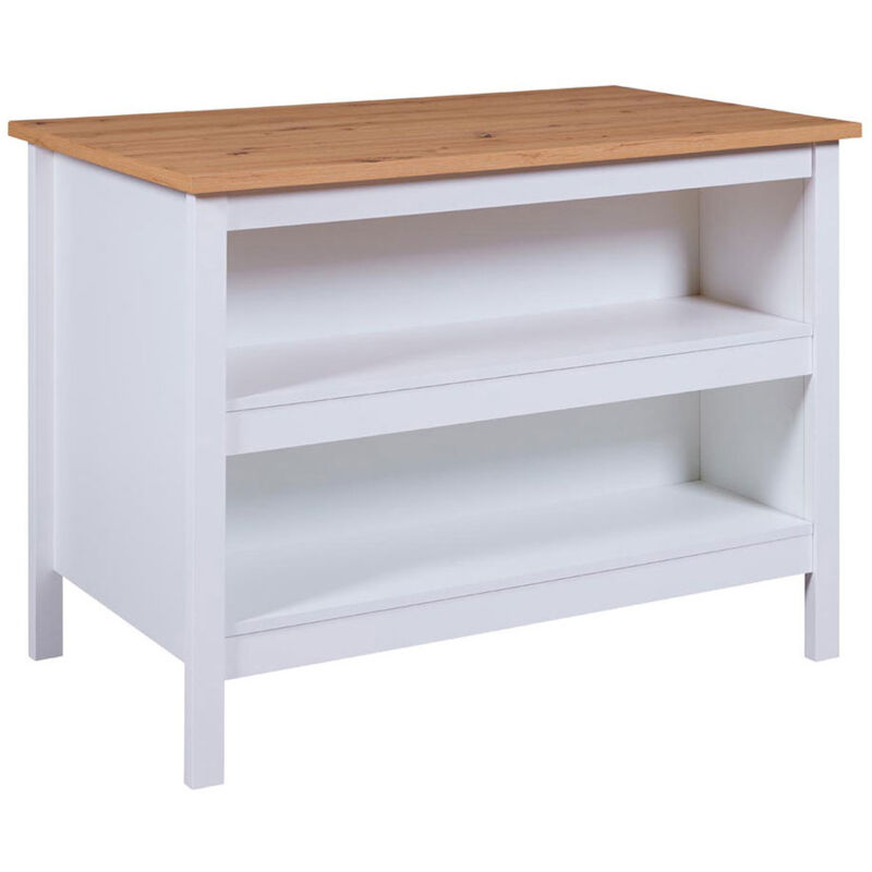 Inter Link - Julina buffet cuisineØ, 2 tablettes blanc, Artisan chêne décor.