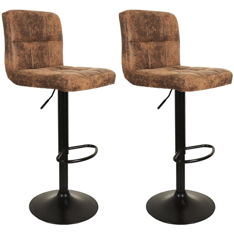 Altobuy - julio - Lot de 2 Tabourets Simili Marron Camel
