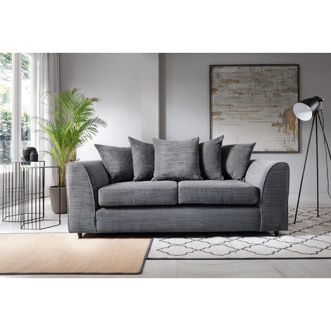 Jumbo Cord 3 Seater Sofa - Grey - color Grey
