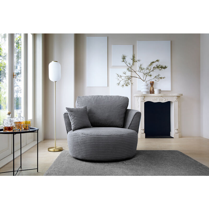 Jumbo Cord swivel chair - Grey - color Grey - 3457470