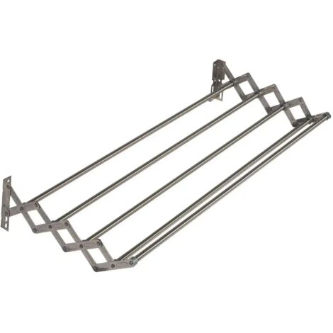 Jumbo, Stendibiancheria a Soffietto Inox, 100 cm, da Parete, Salvaspazio