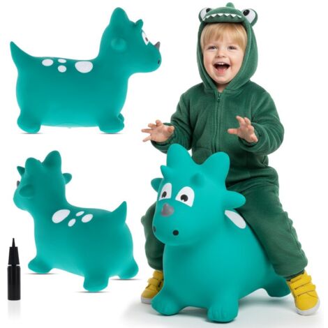Jumping jack per bambini verde dinosauro con pompa