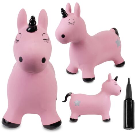 Jumping jack rose et noir licorne pour enfants avec pompe