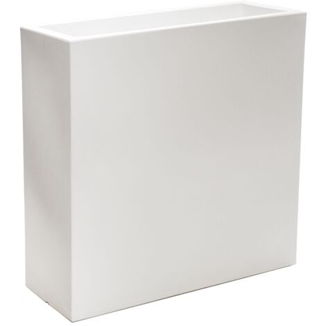 JUNCO Jardinière rectangulaire et haute pour l'intérieur et l'extérieur Pour plantes et fleurs Très résistante au passage du temps. Fabriqué en polyéthylène en Espagne - Blanc