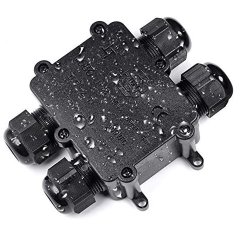 Junction box IP68 - Waterproof cable connector - large 4 way junction box - Outdoor electrical junction box - M25 cable gland - Diameter 4 mm - 14 mm ABS + PVC, TÜV, VDE