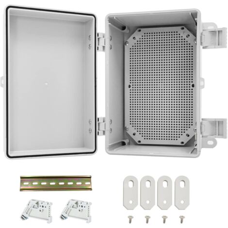 Junction Box with Stainless Steel Hinged Lid,IP65 Waterproof Electrical Box ABS Plastic Enclosure,500x400x180MM,Includes Mounting Plate and Wall Bracket