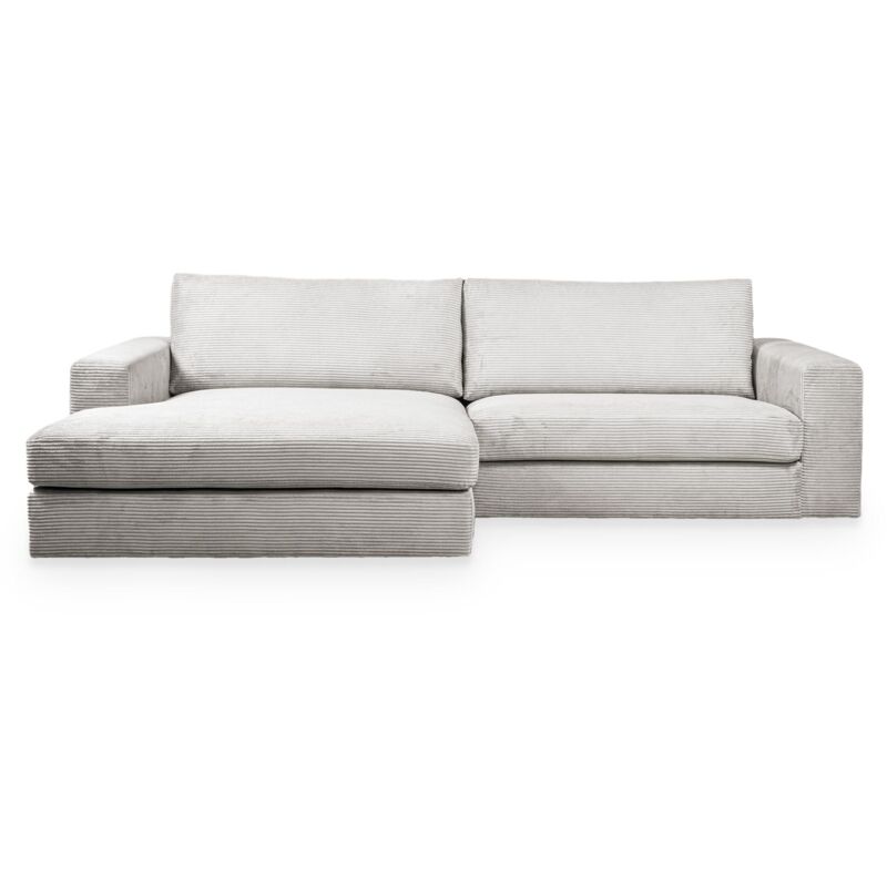 Mobilier Deco - june - Canapé d'angle en velours côtelé beige - Angle gauche