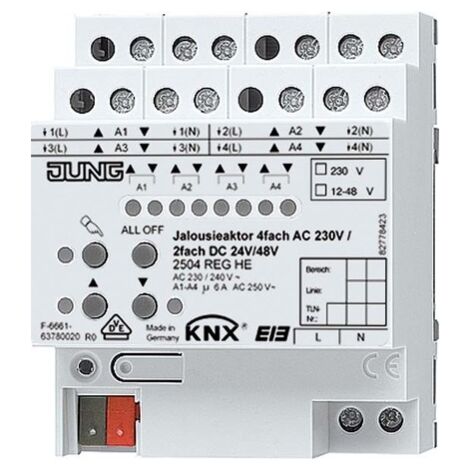 JUNG 2504REGHE KNX ACTIONNEUR VOLET ROULANT, 4 VOIES AC 230 V, 2 VOIES DC 12-48 V