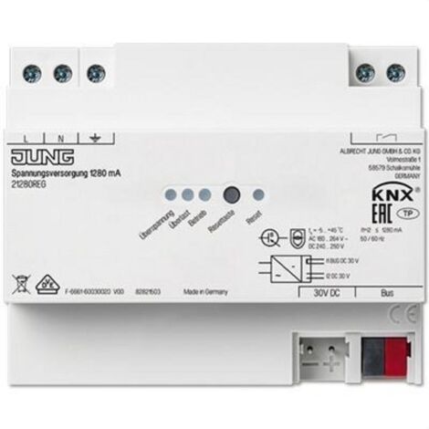 Jung KNX Alimentation électrique, 1.280 mA, REG, 6 TE 21280 REG