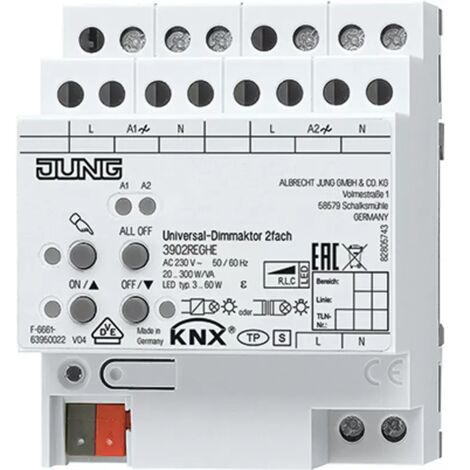 Jung KNX LED-Universal-Dimmaktor, AC 110 ... 230 V , 50/60 Hz, 4 TE 3902REGHE