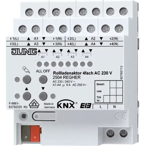 Jung KNX Rollladenaktor 4fach AC 110-230 V, REG, 4 TE 2504 REGHER