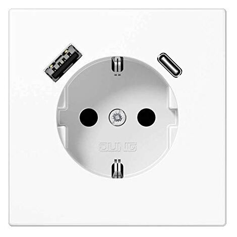 JUNG LS1520-15CAWW SCHUKO STECKDOSE MIT USB-LADEGERÄT, SERIE LS, ALPINWEIß