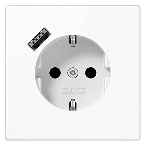 JUNG LS1520-18AWW SCHUKO STECKDOSE MIT USB-LADEGERÄT, SERIE LS, ALPINWEIß
