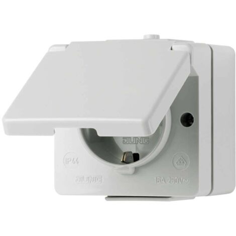 Jung Presa SCHUKO®, 16 A 250 V , con fondo cavo per cablaggio passante, verticale, IP 44, WG 600 620 WX