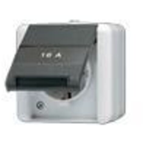 Jung Presa SCHUKO®, 16 A 250 V , SAFETY+, con campo di scrittura, verticale, IP 44, WG 800, antracite 820 KINAW