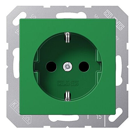 Jung Prise de courant SCHUKO®, 16 A 250 V , SAFETY+, thermoplastique, série A, vert (pour SV) A 1520 BFKI GN