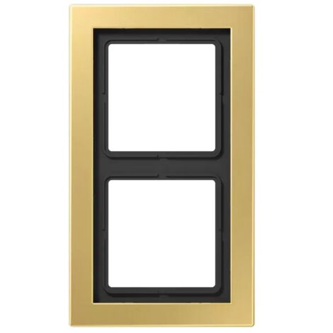Jung Rahmen 2fach, senkrechte und waagerechte Montage, Messing, LS-DESIGN, Messing classic MED2982C