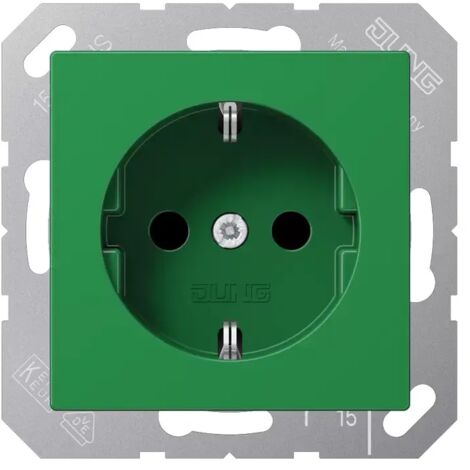 Jung SCHUKO Steckdose, 16 A 250 V , integrierter erhöhter Berührungsschutz, Thermoplast, Serie AS/A, grün (für SV