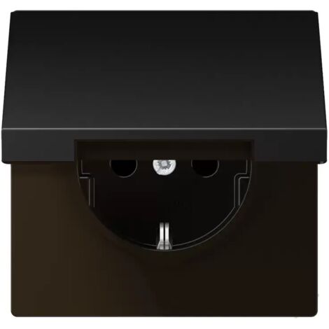 Jung SCHUKO®-Steckdose, 16 A 250 V , Klappdeckel, Aluminium lackiert, Serie LS, dark AL 1520 KL D