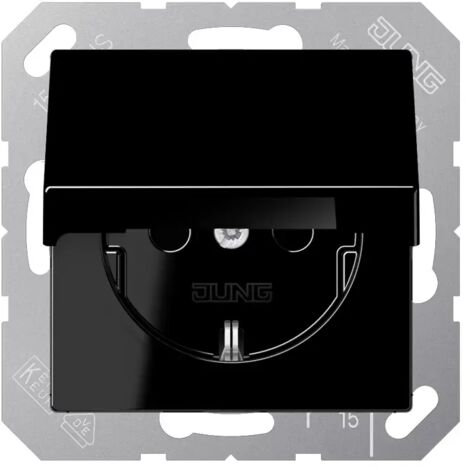 Jung SCHUKO Steckdose, 16 A 250 V , Klappdeckel, Duroplast, Serie A, schwarz A1520KLSW