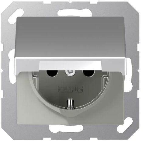 Jung SCHUKO Steckdose, 16 A 250 V , Klappdeckel, Thermoplast lackiert, Serie A, aluminium A1520BFKLAL