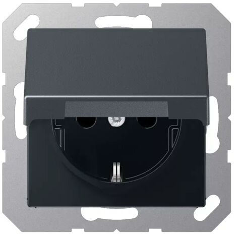 Jung SCHUKO Steckdose, 16 A 250 V , Klappdeckel, Thermoplast lackiert, Serie A, anthrazit matt A1520BFKLANM