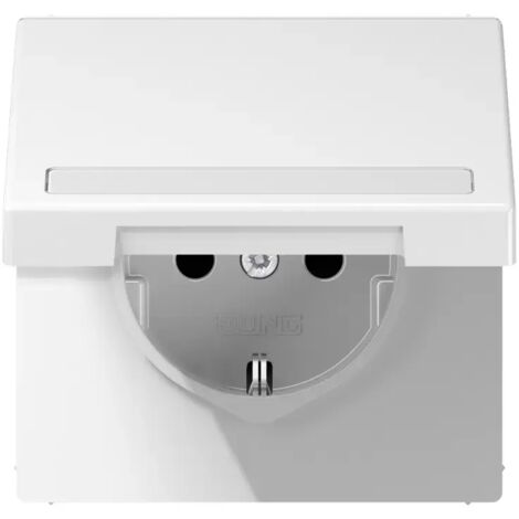 Jung SCHUKO Steckdose, 16 A 250 V , mit Schriftfeld, integrierter erhöhter Berührungsschutz, Klappdeckel, Thermoplas