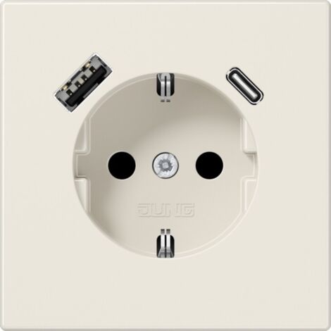 Jung SCHUKO®-Steckdose, 16 A 250 V , mit USB-Ladegerät, 1 x Typ A + 1 x Typ C, SAFETY+, Serie LS, weiß LS 1520-15 CA