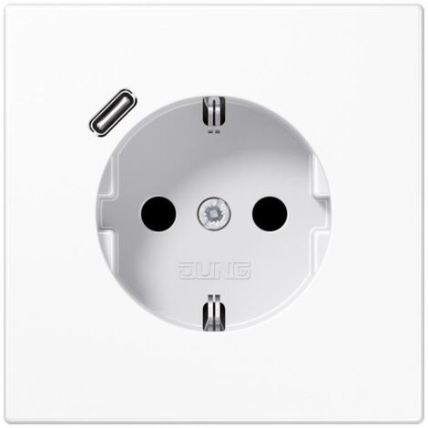 Jung SCHUKO Steckdose 16 A 250 V , mit USB-Ladegerät 1 x Typ C, integrierter erhöhter Berührungsschutz, Serie LS, a