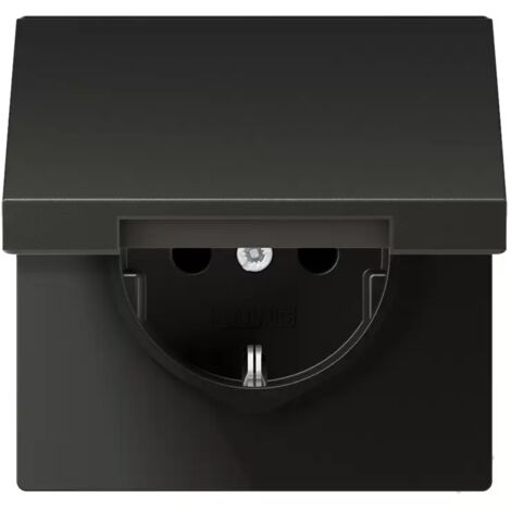 Jung SCHUKO Steckdose, 16 A 250 V , ohne Krallen, integrierter erhöhter Berührungsschutz, Klappdeckel, Aluminium lac