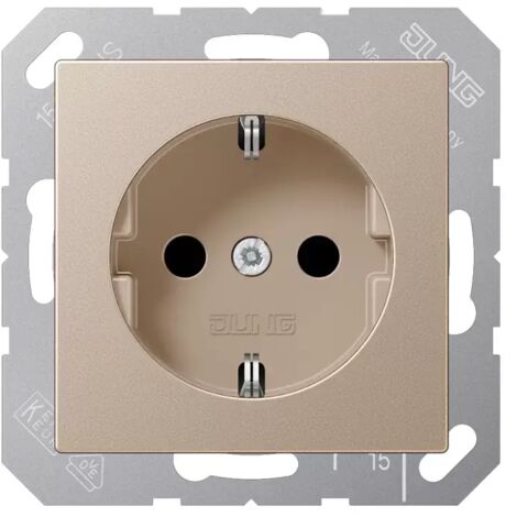 Jung SCHUKO®-Steckdose, 16 A 250 V , SAFETY+, Duroplast lackiert, Serie A, champagner A 1520 KI CH