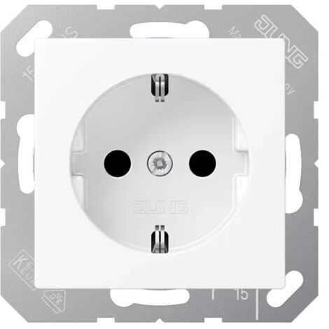 Jung SCHUKO Steckdose, 16 A 250 V , Thermoplast lackiert, Serie A, schneeweiß matt A1520BFWWM