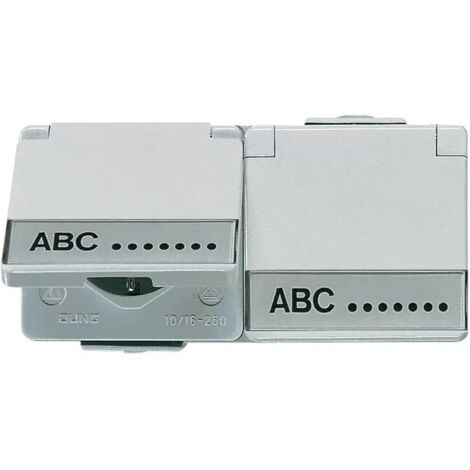 Jung SCHUKO®-Zweifach-Steckdose, verdrahtet, 16 A 250 V , Schraubklemmen, mit Schriftfeld, waagerecht, IP 44, WG 600 622 NAWW