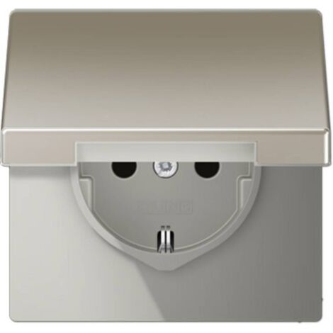 Jung simple Insert Prise avec cache rabattable acier inoxydable ES1520KIKL