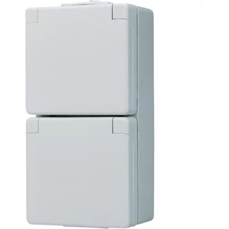 Jung Steckdose 2-fach grau glänzend AP Klappd IP44 WG 600 622 W