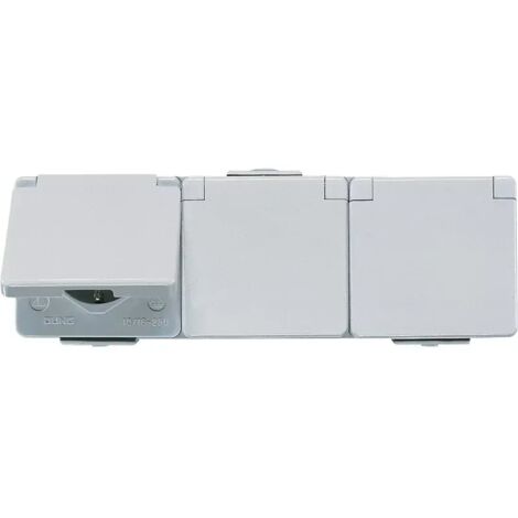 Jung Steckdose 3-fach grau glänzend AP Klappd IP44 WG 600 623 W