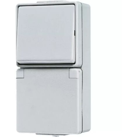 Jung Steckdosenkombination AP Wechs grau WG 600 676 W IP44 glänzend