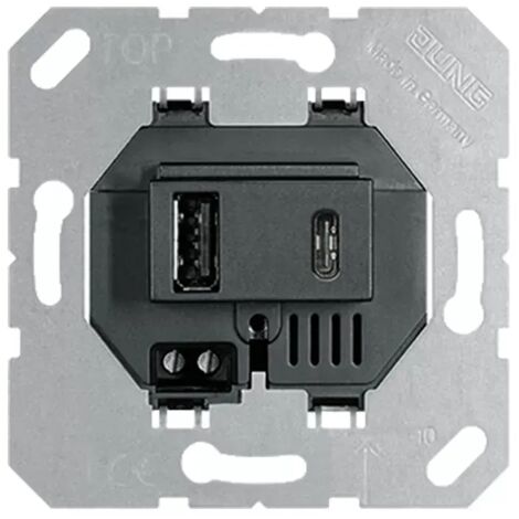 Jung USB-Ladegerät, 1 x Typ A + 1 x Typ C, schwarz USB15CASW