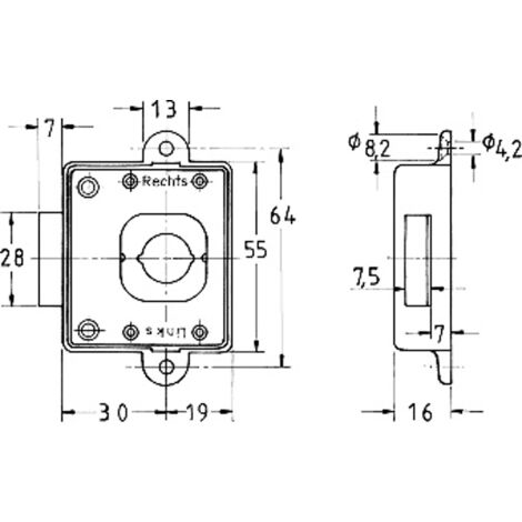 JuNie Möbel-Fallenriegelschloss ASS 1882 Dornmass: 30mm,  ohne Zylinder