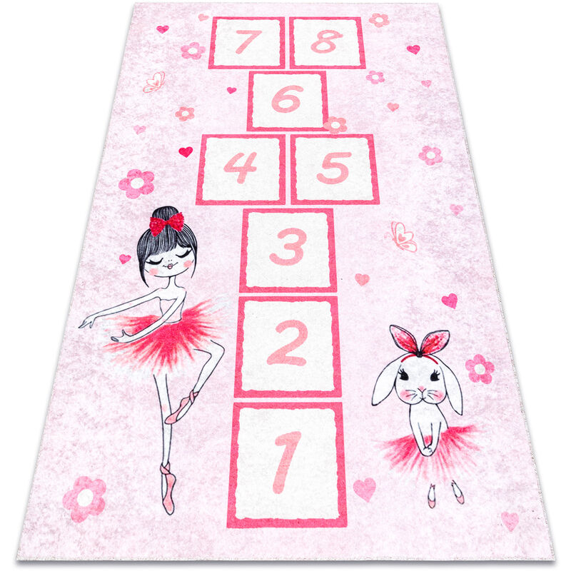 Rugsx - junior 51828.802 washing carpet hopscotch, ballerina for children anti-slip - pink pink 160x220 cm