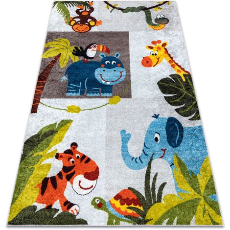 JUNIOR 51858.802 Tiere, Afrika für Kinder Anti-Rutsch - grau multicolour 140x190 cm