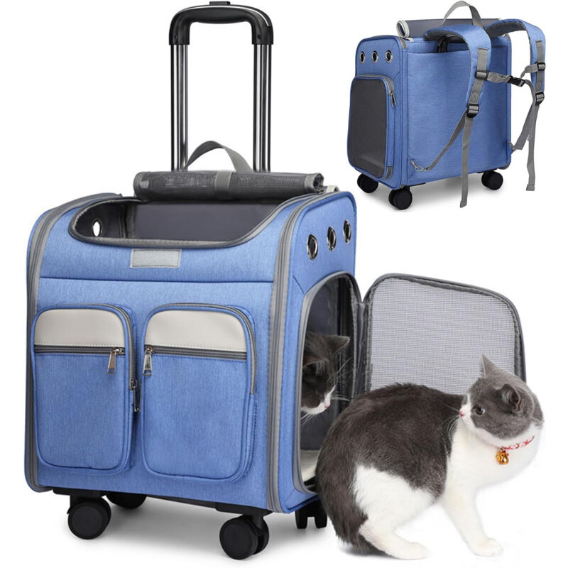 Sac à Dos à roulettes pour Transport Pet Poussette Pet Carrier Puppy Cat Transport Bag Sac à Dos Contable