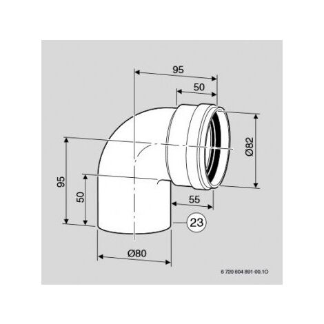 Junkers Bosch – Coude 90° Ø80 mm AZ 278 – Raccord de tuyauterie pour chauffage – Compatible Hydronext et Celsius Next – Angle droit pour écoulement fluide