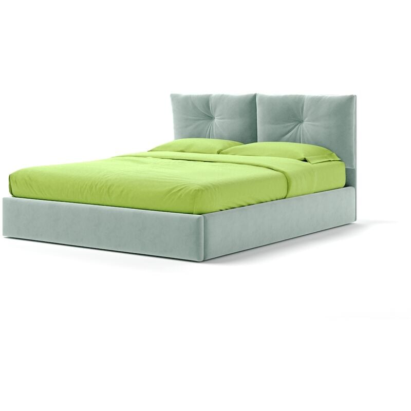 Letto Contenitore Made In Italy Cangù juno matrimoniale tessuto celeste