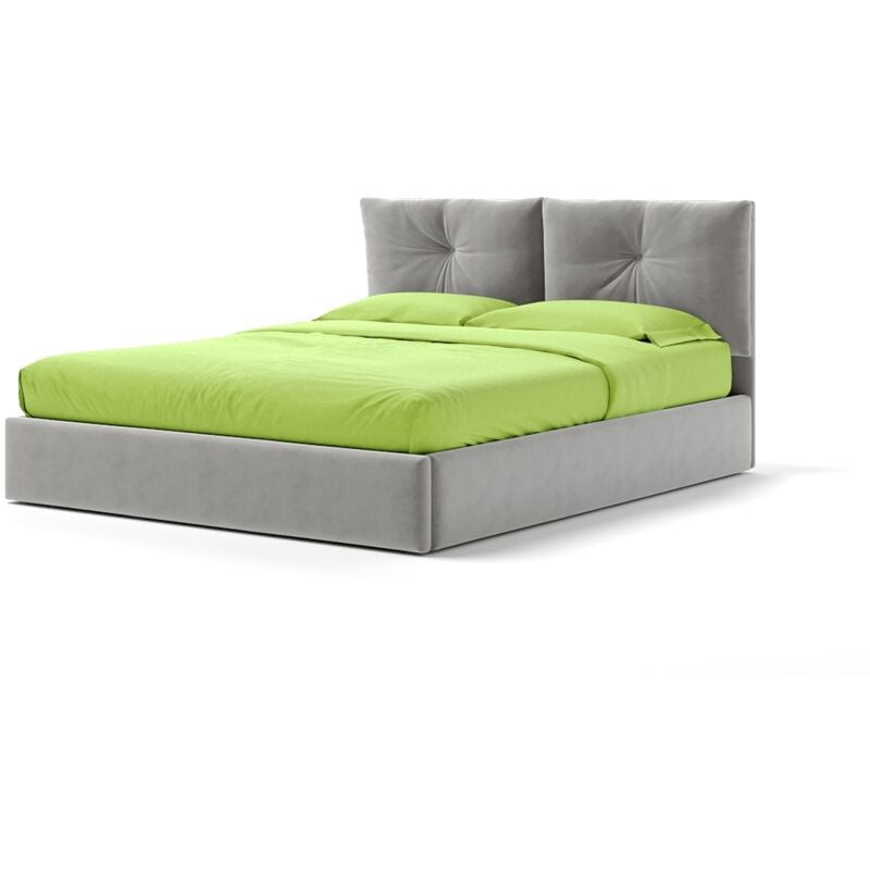 Letto Contenitore Made In Italy Cangù juno matrimoniale tessuto grigio perla