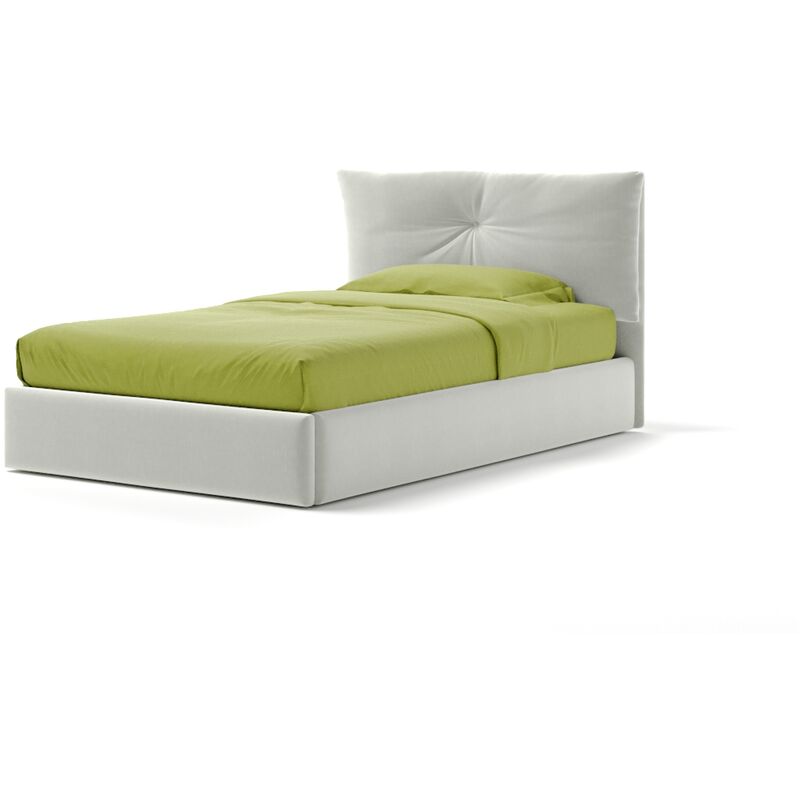 Letto Contenitore Made In Italy Cangù juno singolo grande tessuto bianco