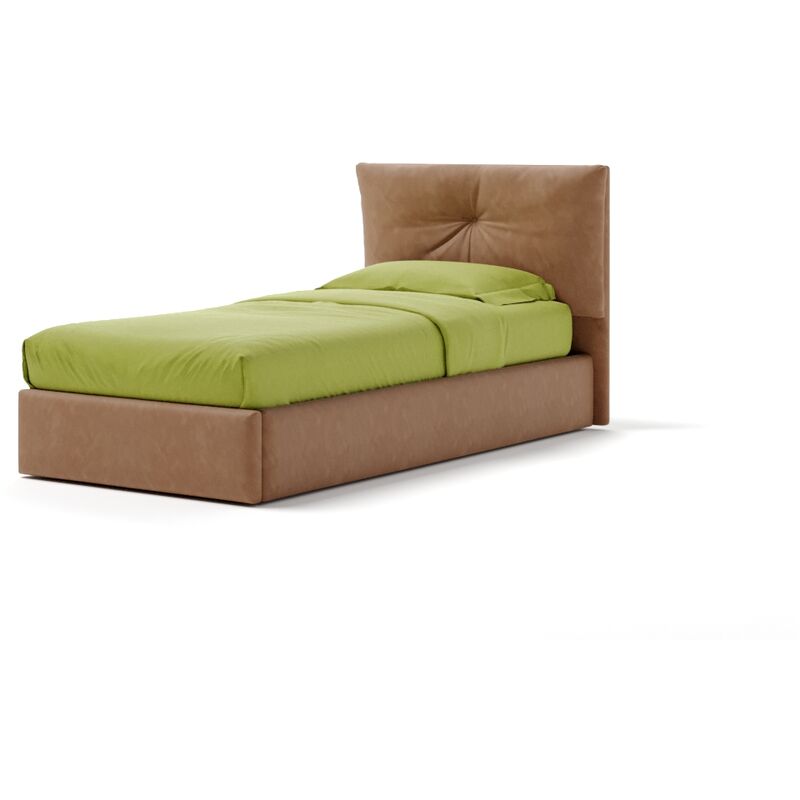 Letto Contenitore Made In Italy Cangù juno singolo in pelle rigenerata cuoio