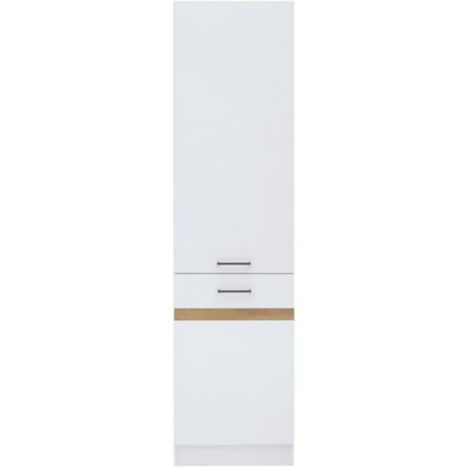JUNONA Colonne de cuisine 2 Portes ouverture gauche - L 50 x H 196 x P 46 cm - Blanc brillant
