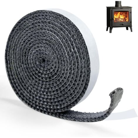 Junta de chimenea autoadhesiva, junta de inserción de chimenea, junta de fibra de vidrio para estufa, chimenea, puerta de horno (2 mm x 10 mm x 2 m)